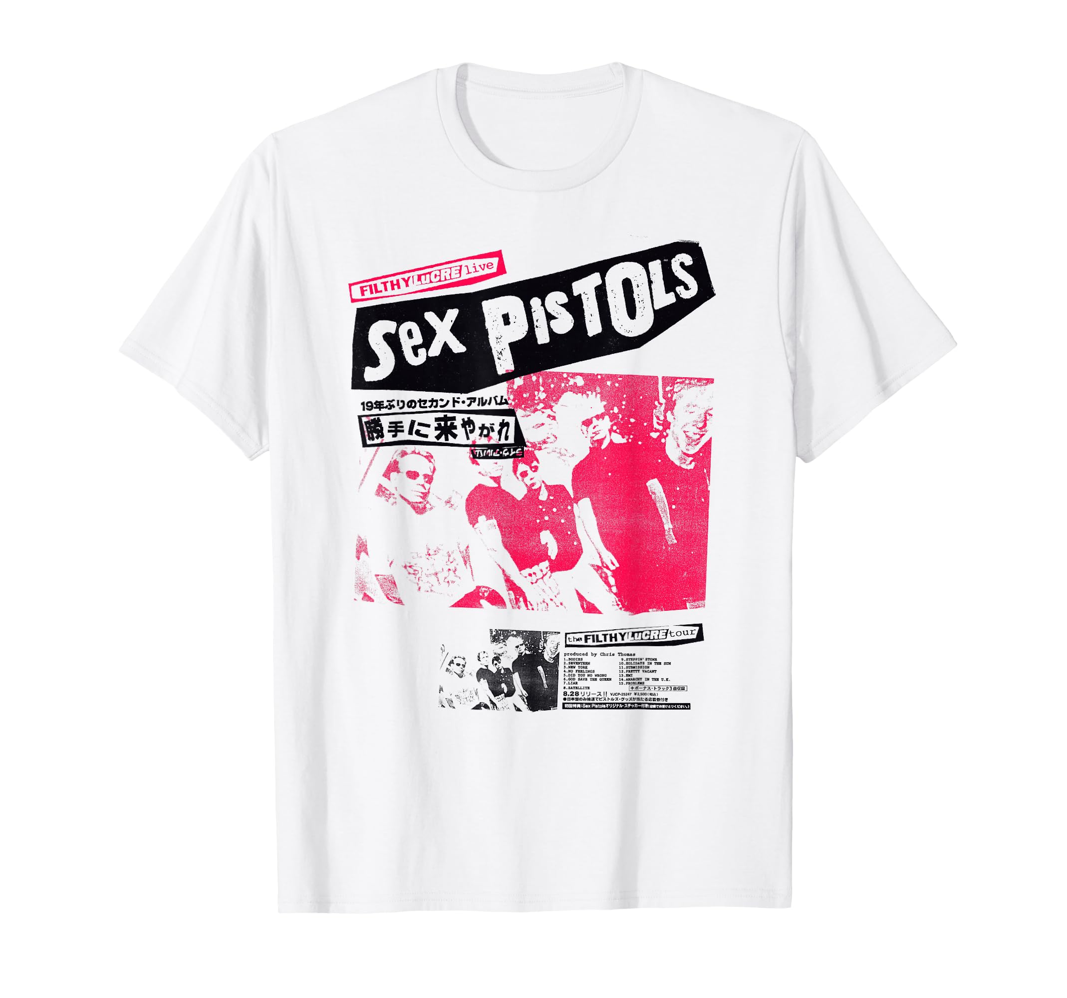 Sex Pistols Official Classic Japan Tour Pink Photo T-Shirt Small